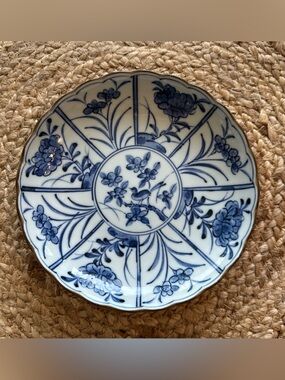 Blue & White Floral Bird Ceramic Plate